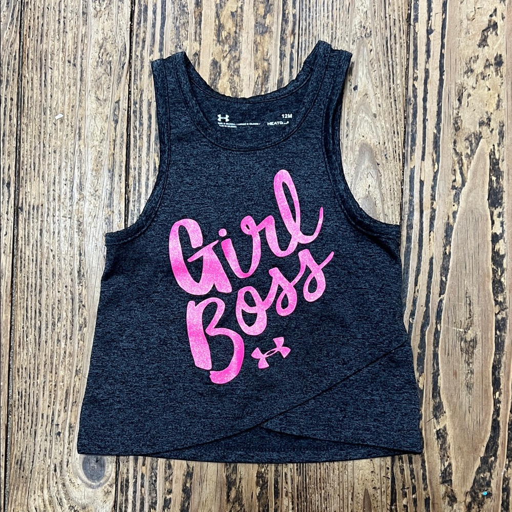 Under Armour Girl Boss Tank Top - Dark Gray and Pink